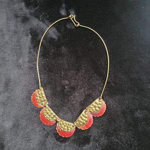 17" Gold & Maroon Tin Necklace